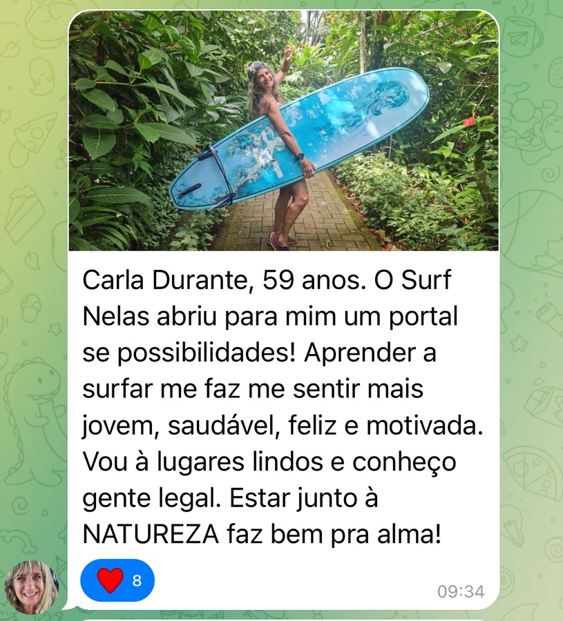 Depoimento de aluna do Surfnelas
