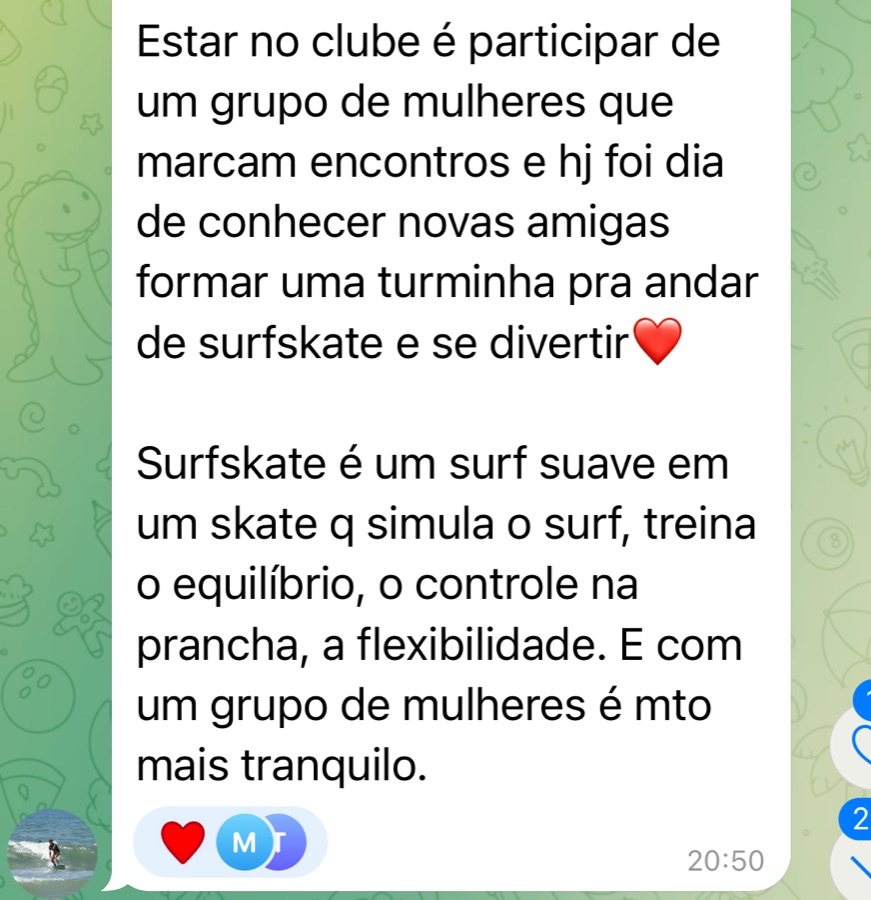 Depoimento de aluna do Surfnelas